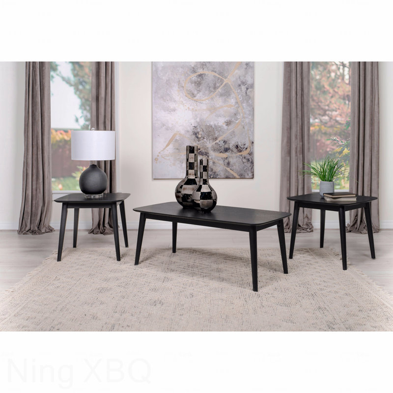 3-Piece Black Rectangular Coffee Table Set