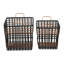 Panier de rangement carré en bois de bambou noir avec accents bruns, ensemble de 2