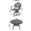 7 chaises de patio en fonte d'aluminium - 6 chaises pivotantes, table ronde de 48,03 po, sièges d'extérieur noirs polis, trempé-944436856