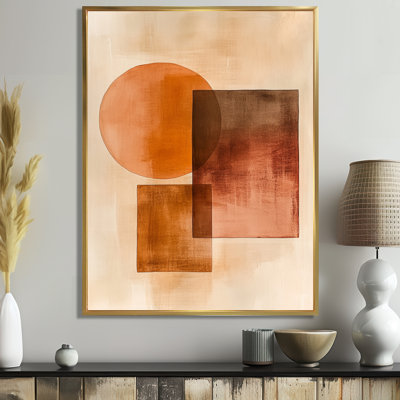 Décoration géométrique sur toile, art mural abstrait terre cuite, Biuso