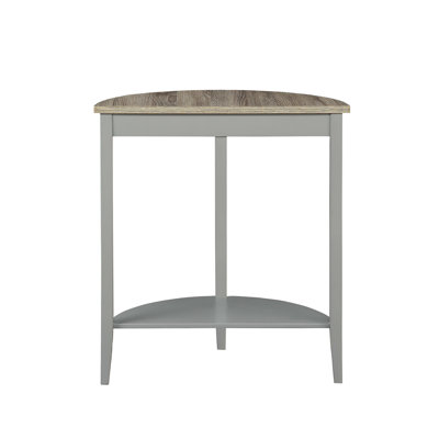 Gray And Oak Console - Stylish Half-Moon With Bottom Storage & Functional Space