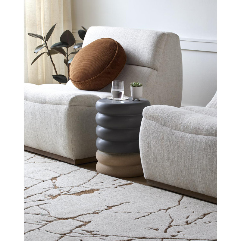 Gruner Accent Stool, Gray/Khaki