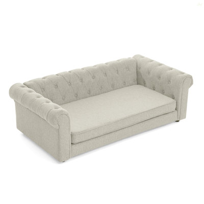 Élégant lit pour animaux de compagnie rectangulaire pour chiens grands et surdimensionnés, canapé-lit surélevé durable, canapé pour chien confortable, canapé pour chien en lin moderne et tendance - beige