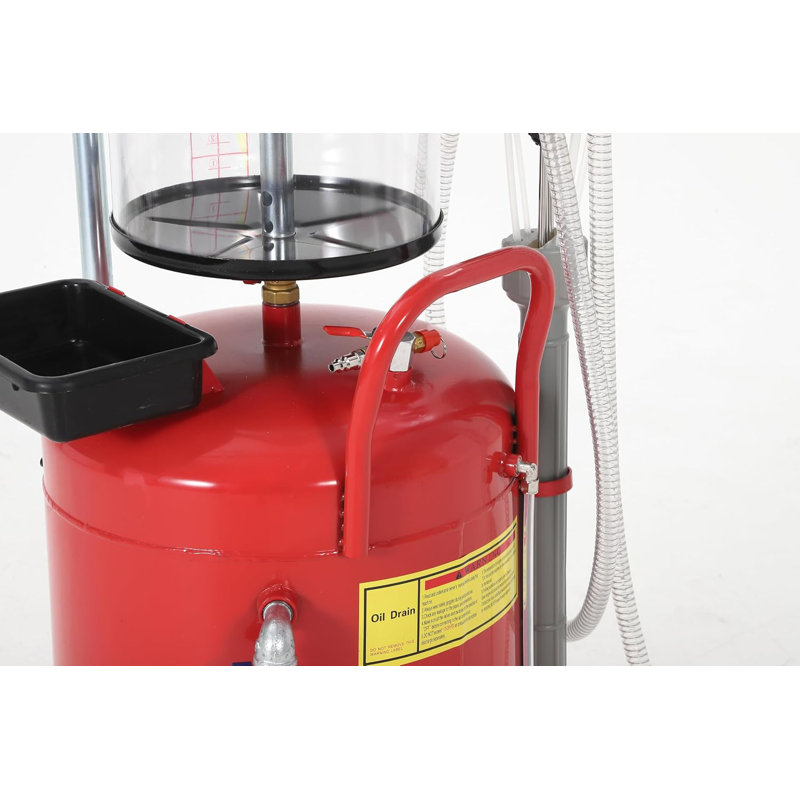 20 Gallon Vertical Oil Drain Cart with Measuring, Off-white
