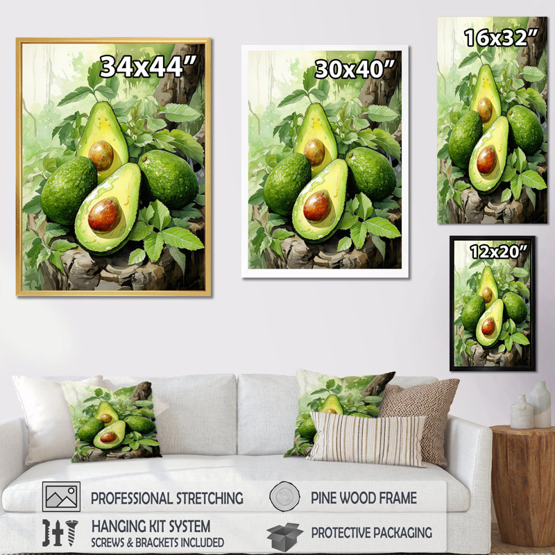 «Fruit Lush Avocado I», reproduction sur toile tendue, H 20 po x l 12 po x P 1 po