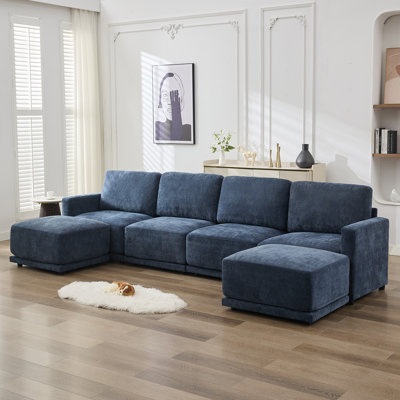 4 - Piece Sectional Sofa Set with 2 Ottomans