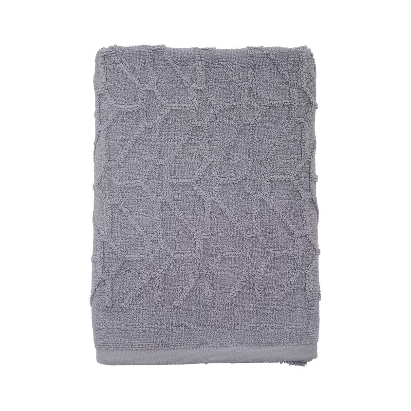 Watton Plush Jacquard Bath Towel, Grey