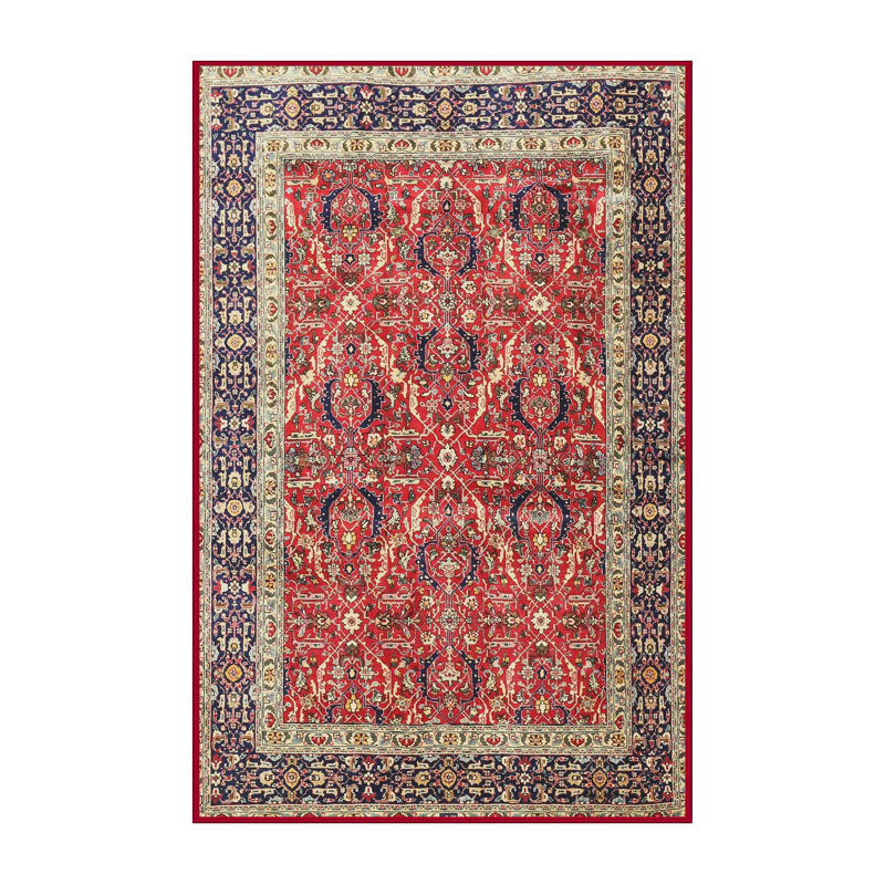 Tapis traditionnel rouge / noir, Rectangle 3 pi x 5 pi
