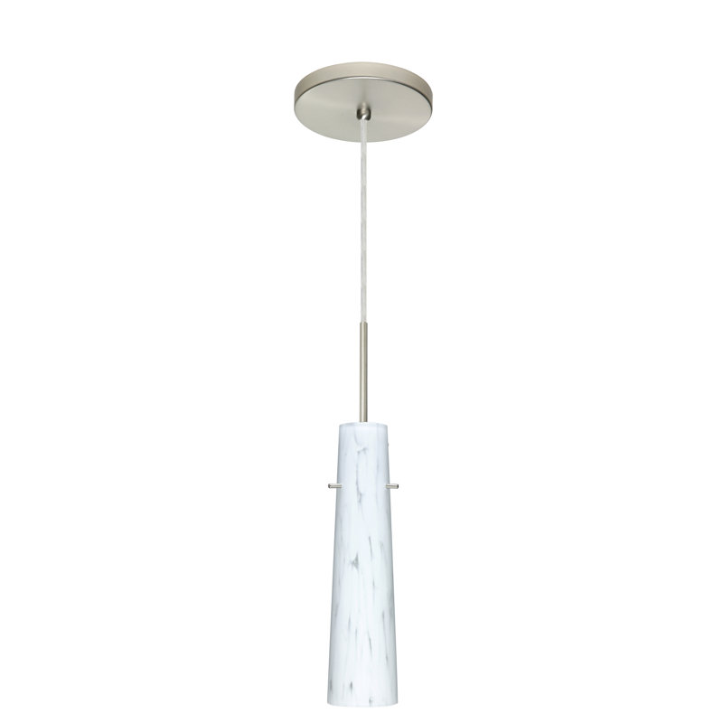 Luminaire suspendu 1 lumière à cône simple Marquette, Carrera, Nickel satiné, Incandescente ou xénon