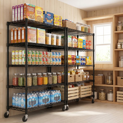 5-Tier NSF-Certified Heavy Duty Wire Shelving 36"Wx14"Dx71"H - Adjustable Rack With Lockable Wheels