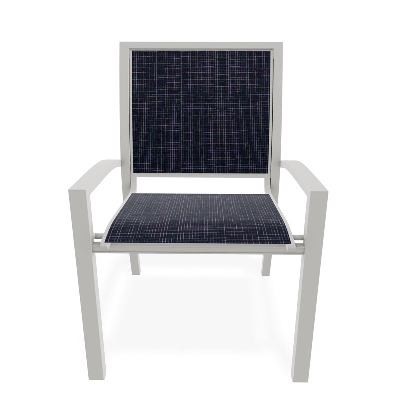 Chaise de café empilable Kendall, Neige, Bleu marine Moments