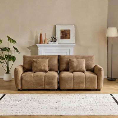 74.2 Gray Boucle American Tufed Club Loveseat