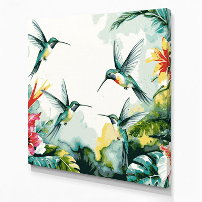 Colibri hawaïen, art mural beige sur toile