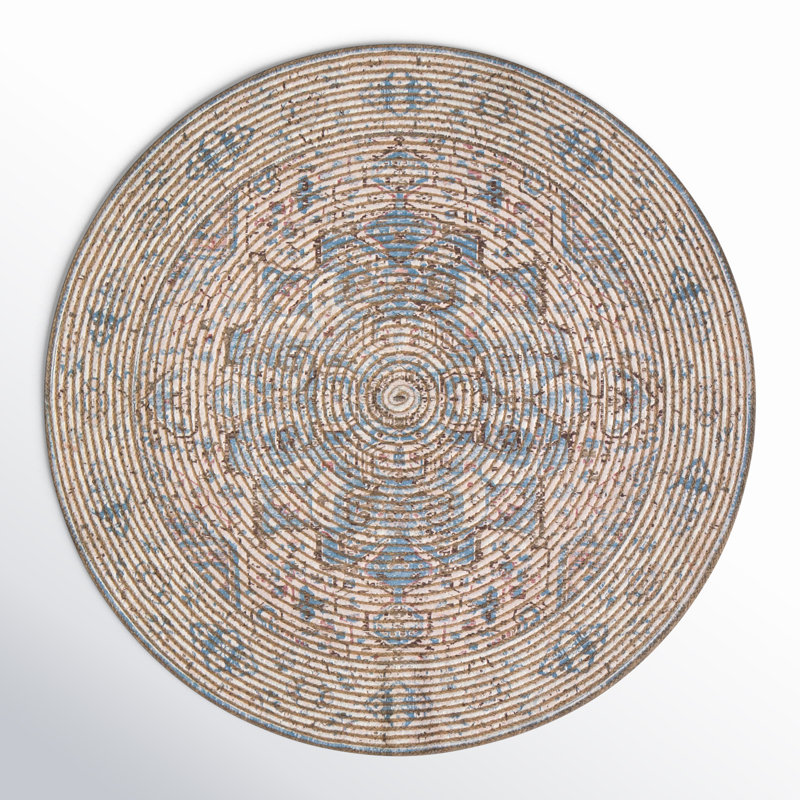 Oliva Flatweave Oriental Indoor Rug, Round 4' 