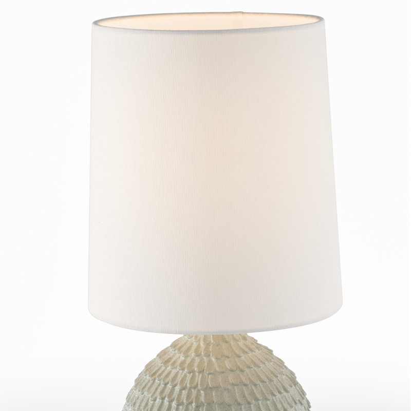 AERIN Morava 17" Hand Carved Table Lamp in Volcanic White with Linen Shade