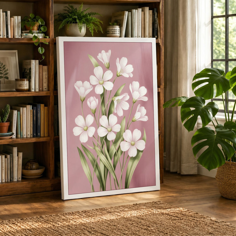 Primrose Bouquet Botanical - Wrapped Canvas, 18x12 - 45.7 x 30.5 cm, Black Border