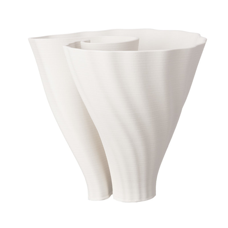 Vase blanc en céramique imprimé rond blanc, H 6,6 po x l 9,4 po x P 9,4 po, Blanc