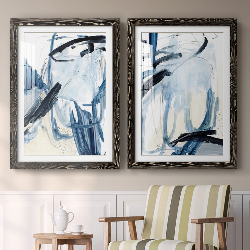 Impression encadrée Indigo Swash I-Premium - prête à être accrochée, Noir, H 31,5 po x l 88 po x P 1,5 po