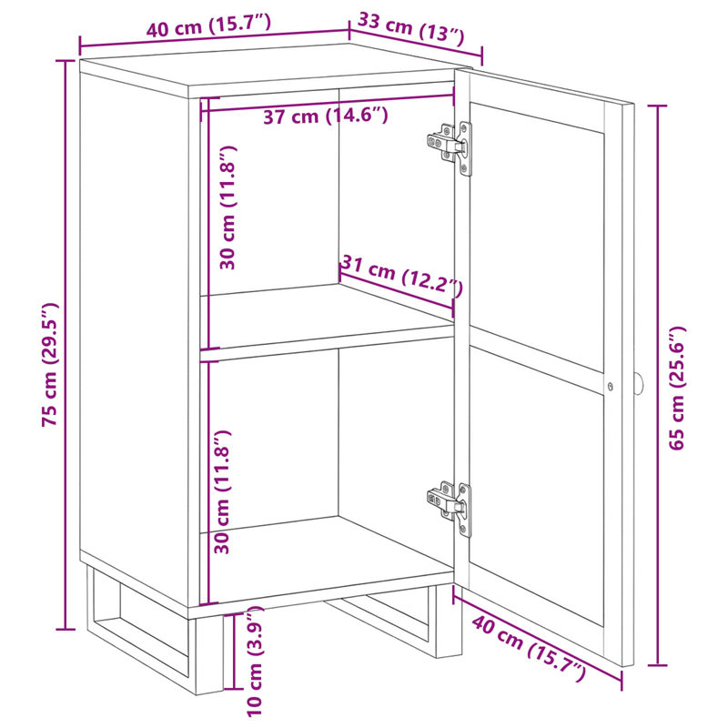 Solid Wood Rectangle Accent Cabinet