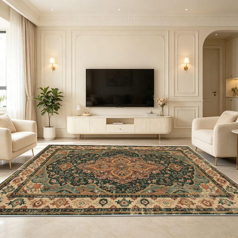 1PC Vintage Persian Floral Medallion area rugs for Living Room, Soft and Comfortable, Suitable for all seasons, easy-to-maintain, machine washable Indoor floor mat, Under Table Farmhouse suitable for dining room, bedroom, kitchen, entryway, home
