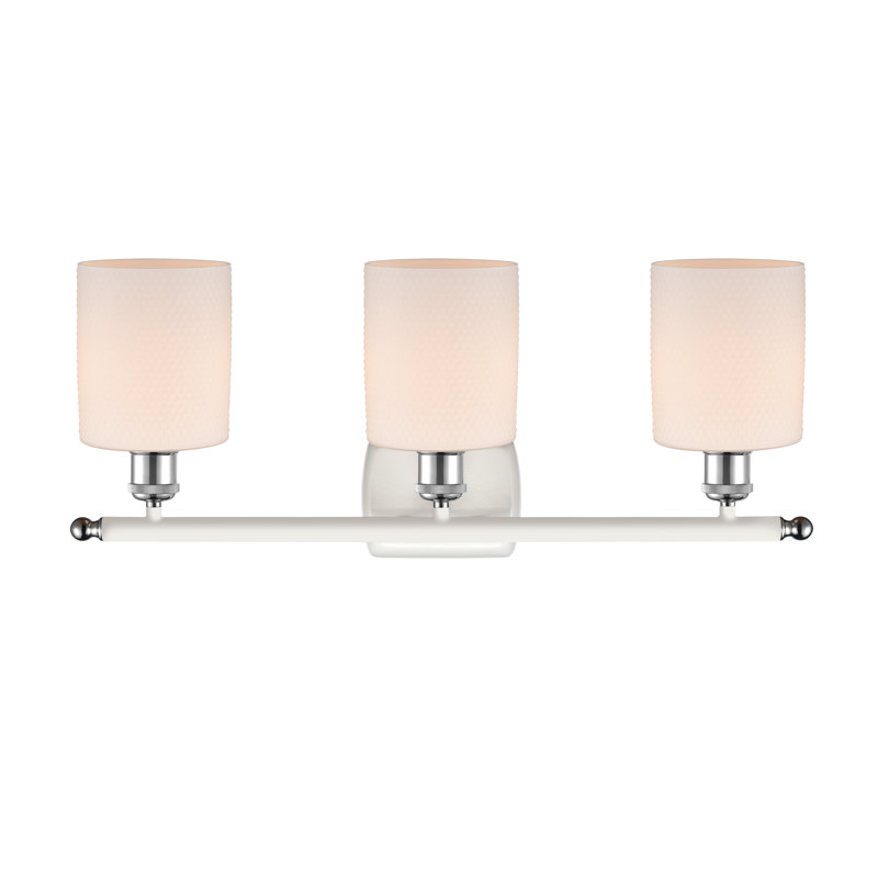Éclairage de salle de bain à intensité variable à 3 lumières Leilani, Ampoule incandescente rétro de 60 watts, Blanc mat