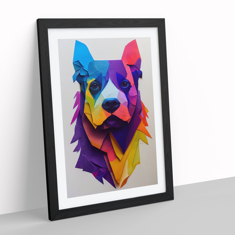 XV1022-3399X Paper Dog No.2 Abstract - Print, Black Framed, 36cm H x 27cm W