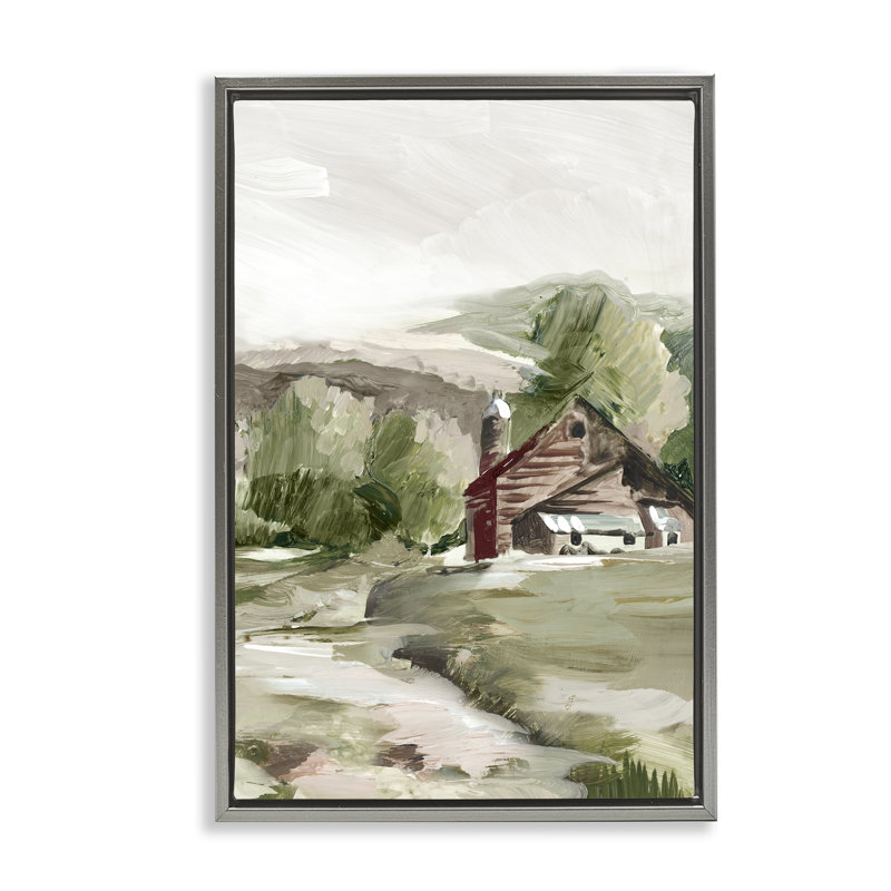  Toile flottante encadrée, "Chalet de campagne" par Lera, Cadre flottant gris lustré, H 25 po x l 17 po