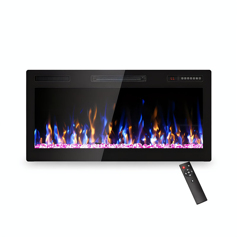 36" Electric Fireplace With Hd 3d Flame Effects, Ultra-slim Recessed & Wall Mounted Fireplace Heater, 2.56" Narrow Bezel, 750w/1500w, Touch & Remote Control, Etl Certified