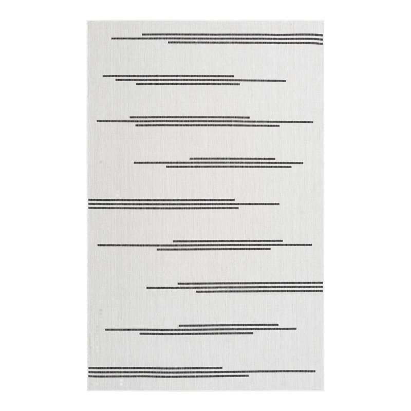 Leonardville Striped Indoor/Outdoor Area Rug, Rectangle 5'3" x 8'