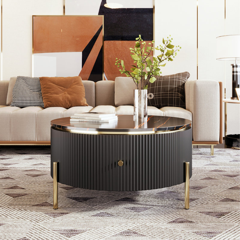 Table basse moderne avec 2 grands tiroirs de rangement Modern (31,5 po)