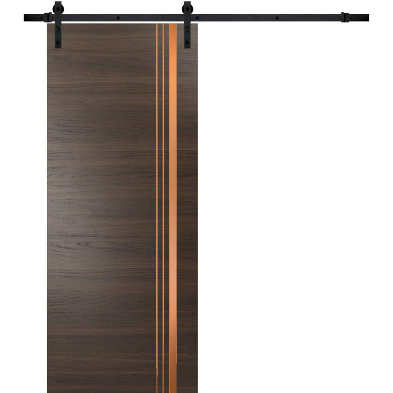 Porte de grange en bois manufacturé 1010, Chocolat cendré / noir, 32 po x 96 po