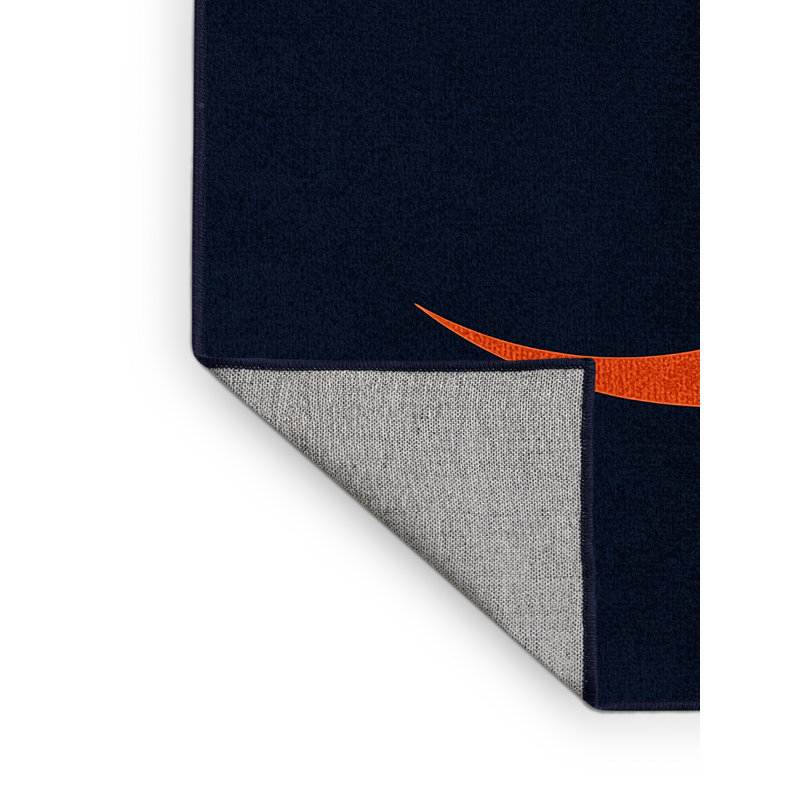 Machine Washable Dreshertown Halloween Modern & Contemporary Abstract Rug in Blue – Navy Binding, 7x10