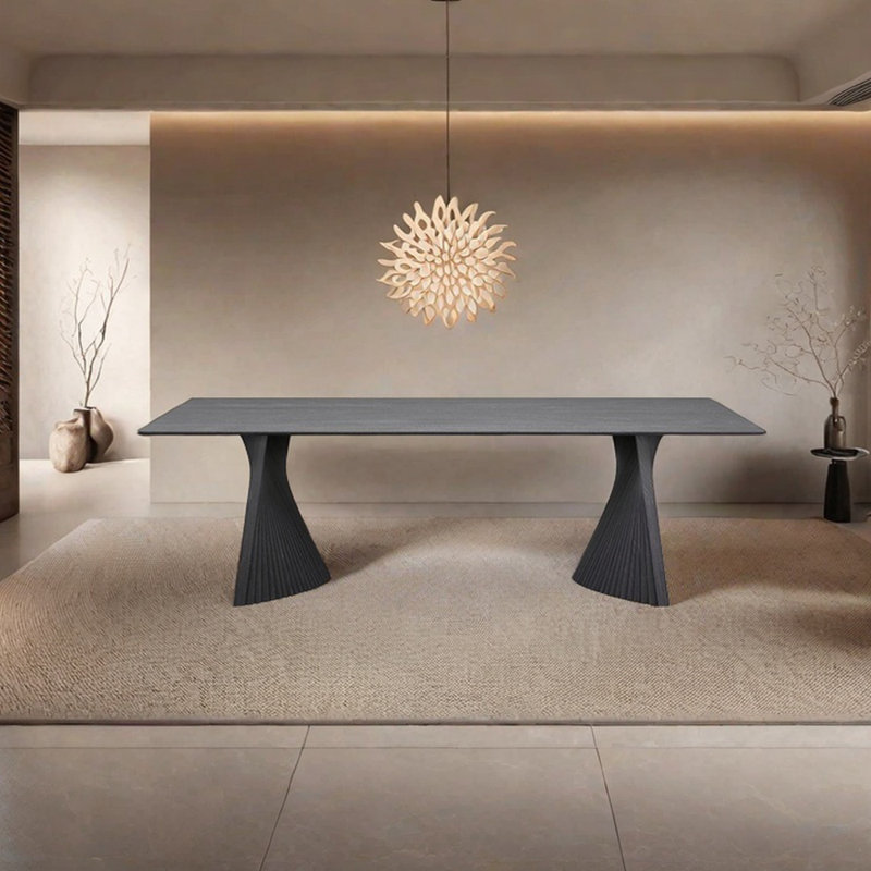 Minimalist design style dining table, 29.53"H x 78.74"L x 39.37"W, Black