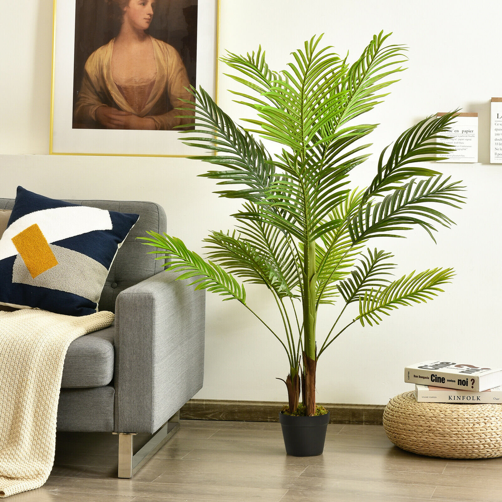 60" Palm Tree with Base Included, 51.6" H x 40.5" W x 43.5" D