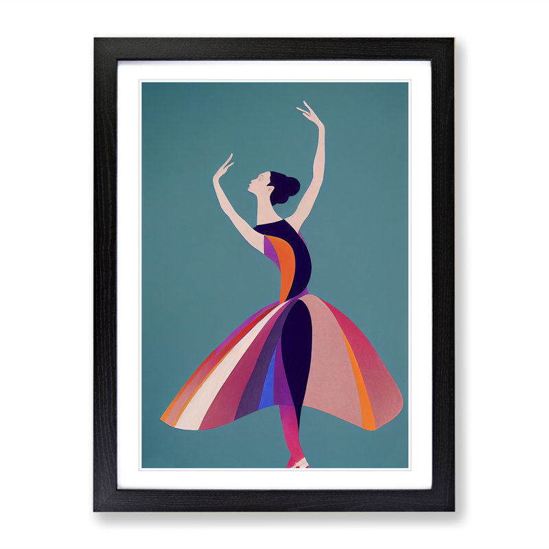 Pop Art Ballerina No.5 - Single Picture Frame Print, Black Framed, 64cm H x 46cm W x 2cm D