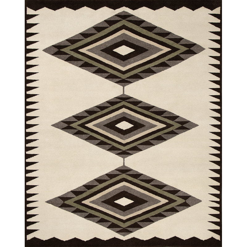 Mesa Hand Knotted Wool Geometric Shapes Area Rug, Rectangle 9' x 12'
