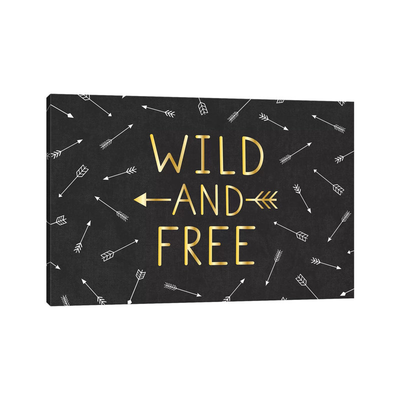 «Wild and Free» par Gail Veillette - impression d'art textuel, H 32 po x l 48 po x 1,5 po, Toile tendue, Pas de tapis