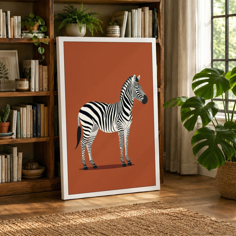 Zebra in Profile Modern - Wrapped Canvas, 36x24 - 91.4 x 61.0 cm, Cream Border