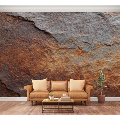 Wall Mural Peel and Stick Wallpaper Old Distressed Brown Terracotta Copper Rusty Stone Self-Adhesive Removable Contact Paper Wall Decor for Living Room Bedroom 100"H x 144"W