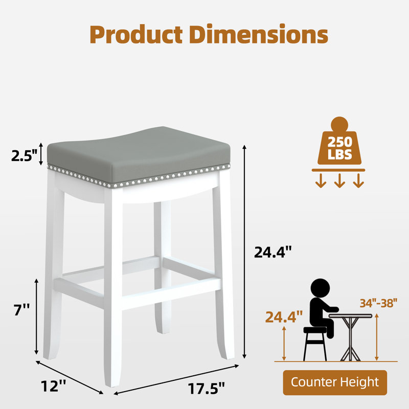 Tabouret Rakiem, Blanc, Tabouret de comptoir (siège d’une hauteur de 24, 2
