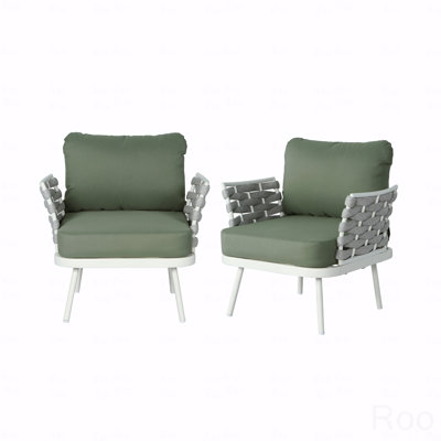 Ensemble de 2 fauteuils club d'extérieur, acier