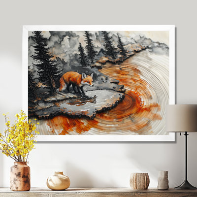 Silent Fox By The Lake Landscape III - Fox Wall Art for Living Room