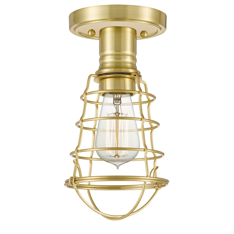 Plafonnier semi-encastré 1 lumière 5,5 po, Laiton satiné