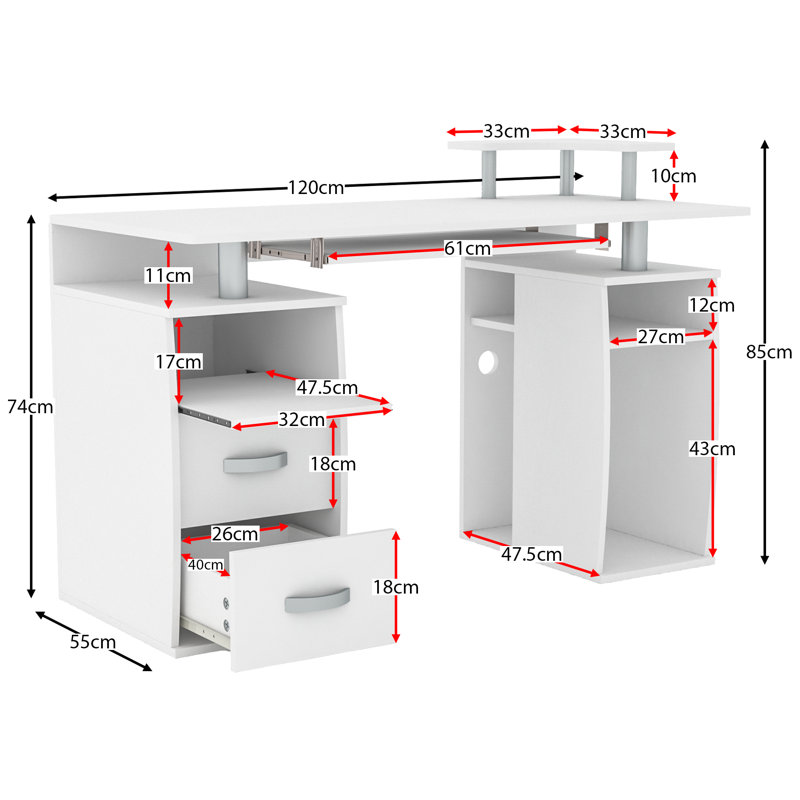 Muskoka Solid Wood Base Computer Desk, White