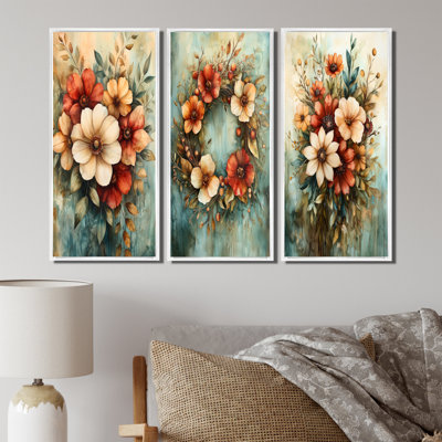 Farmhouse Wreath Spiral Of Petals I - Collection de décorations murales couronne