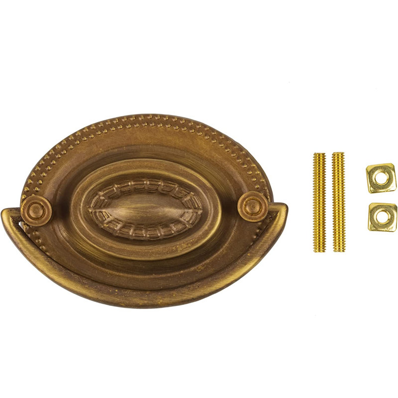 thumbnail image 2 of Antiqued Brass Queen Anne Drawer Pull – 2-1/2" Center To Center, Hepplewhite Style 2 of 4