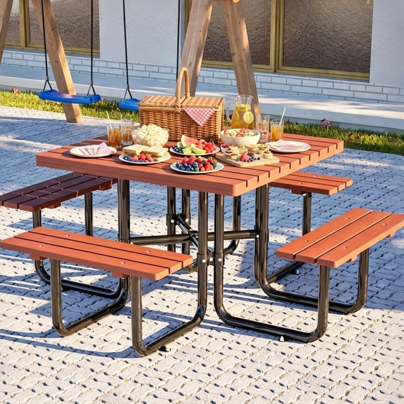 Spacious Patio Tables, Solid Wood, Steel Frame, Modern Backyard Dining