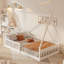 Lit simple en bois avec clôture-2049637400