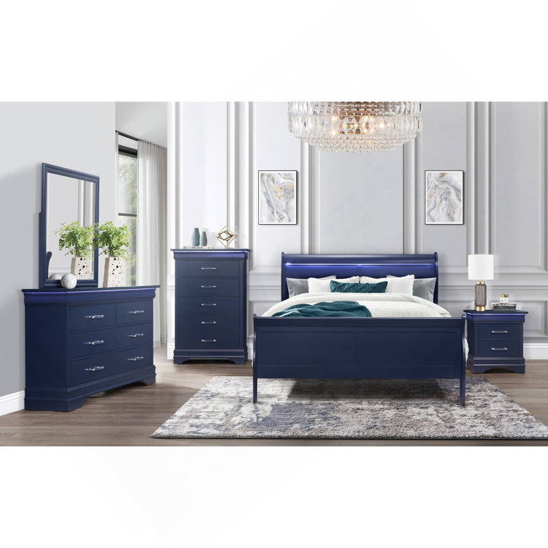 Ensemble de chambre Blue Queen, Grand lit, Navy Blue