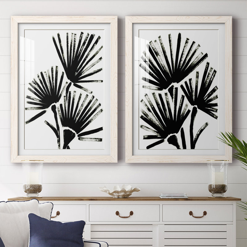 Impression encadrée «Fan Fan I» - prête à accrocher, Cadre blanc, H 27,5 po x l 75 po x P 1,5 po